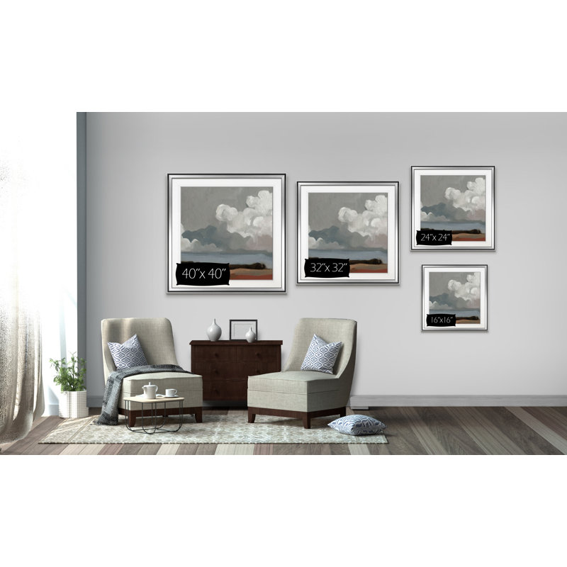 « cloud formation ii », peinture, H 16 po x l 16 po x P 1,5 po, Encadrement argenté