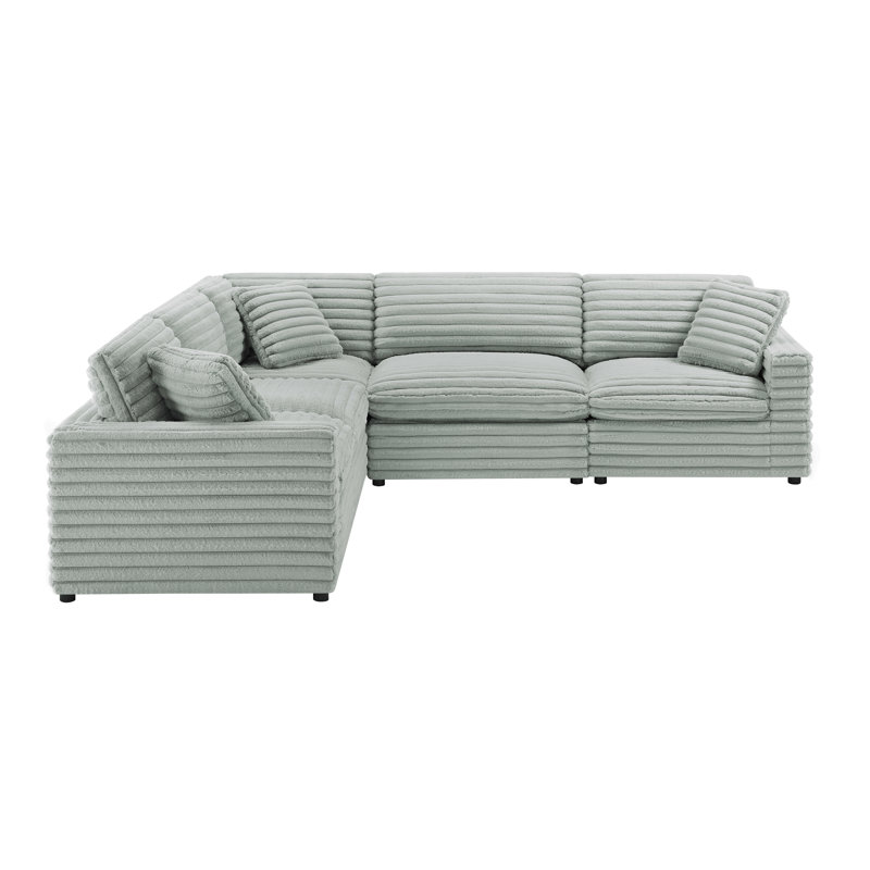 Canapé modulaire 5 pièces en tissu pelucheux de polyester