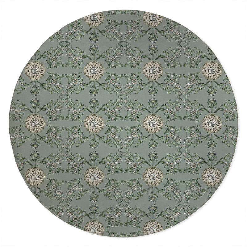 Aria Soft Step Outdoor Area Rug, Round 5', Sage