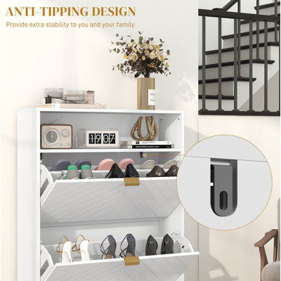 12 Pair Flip Down Shoe Storage