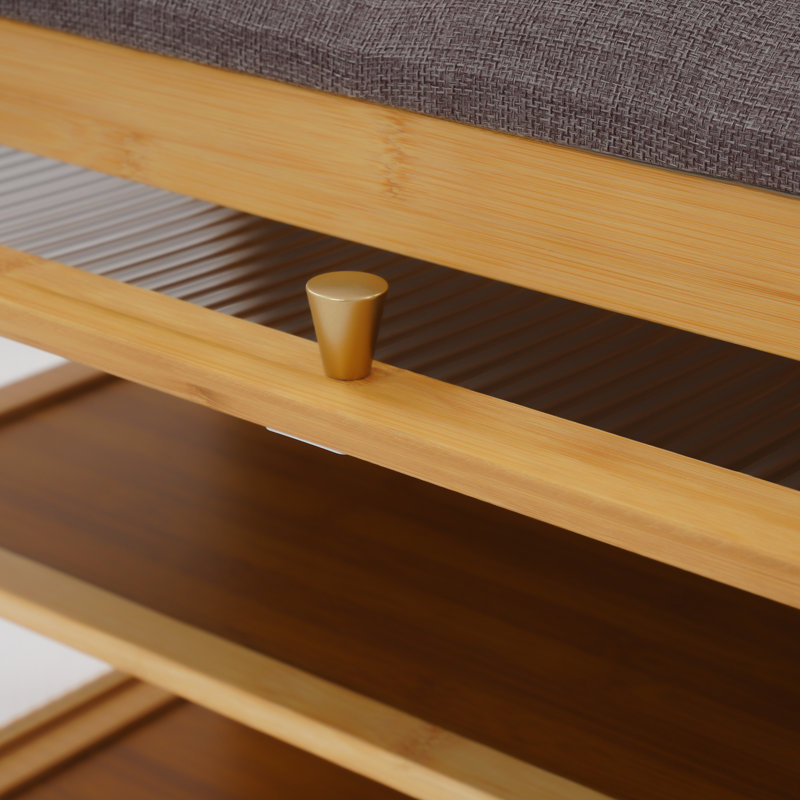3-Tier 6 Pairs Shoe Storage Bench With Door