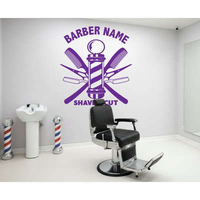 Adhésif décoratif barbier - vinyle moderne - autocollant mural - salon de coiffure, art mural - décor de studio de toilettage 339DRE