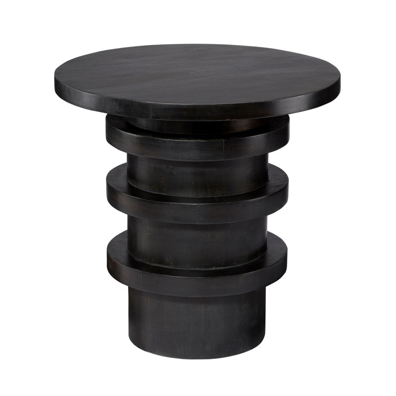 Revolve Solid Wood End Table, Charcoal