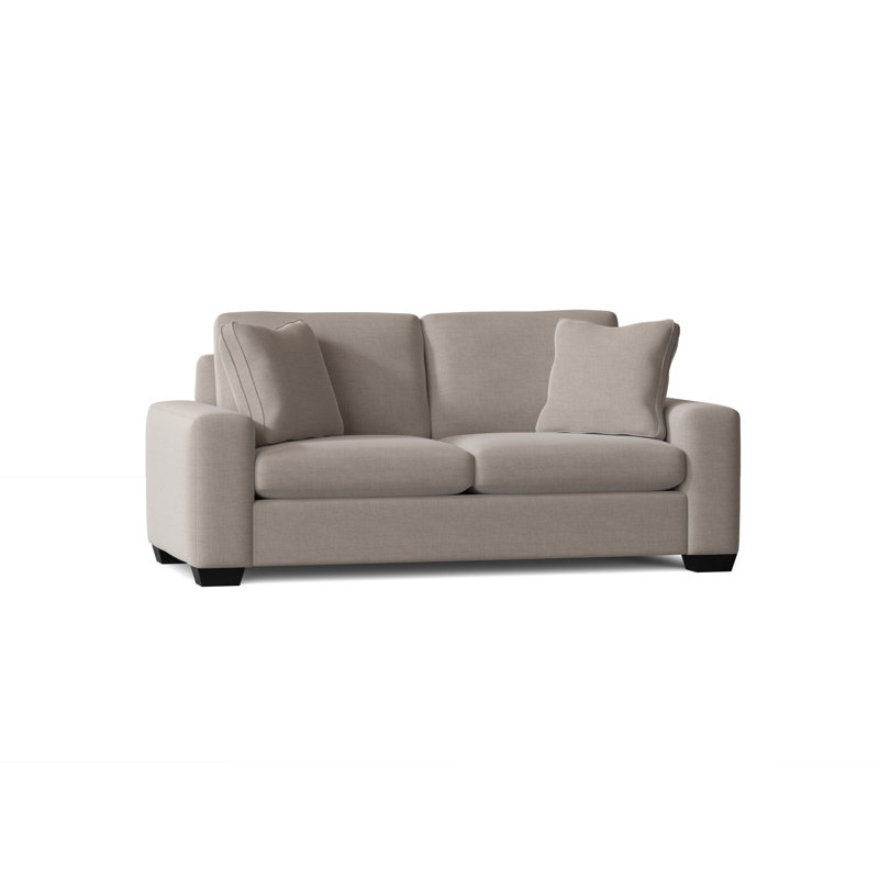 Canapé à accoudoirs carrés 79 po avec coussins réversibles Anastase, Bennett gris anthracite performance, Espresso