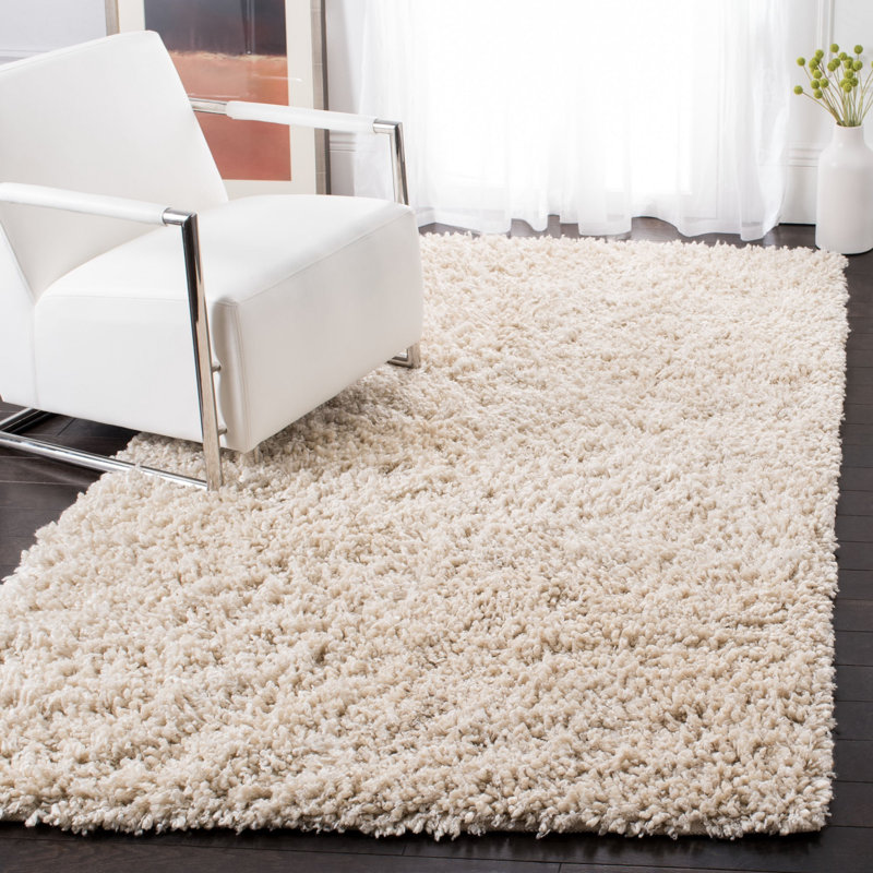 Hucksley Sheep Shag Hand Woven Performance Solid Color Rug, Rectangle 5' x 8'