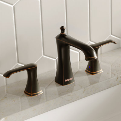 Widespread Bathroom Faucet with Drain Assembly
