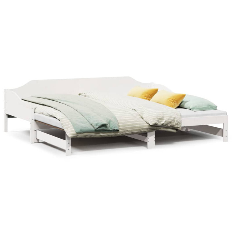 Capirano Solid Wood with Trundle, White, European Single (90 x 200cm)