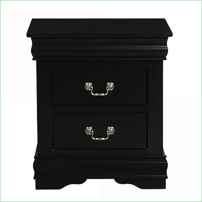 Table de chevet 2 tiroirs noire avec rangement