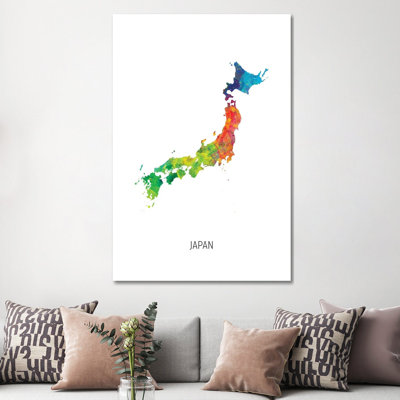 Japan Map by Michael Tompsett - Wrapped Canvas Print
