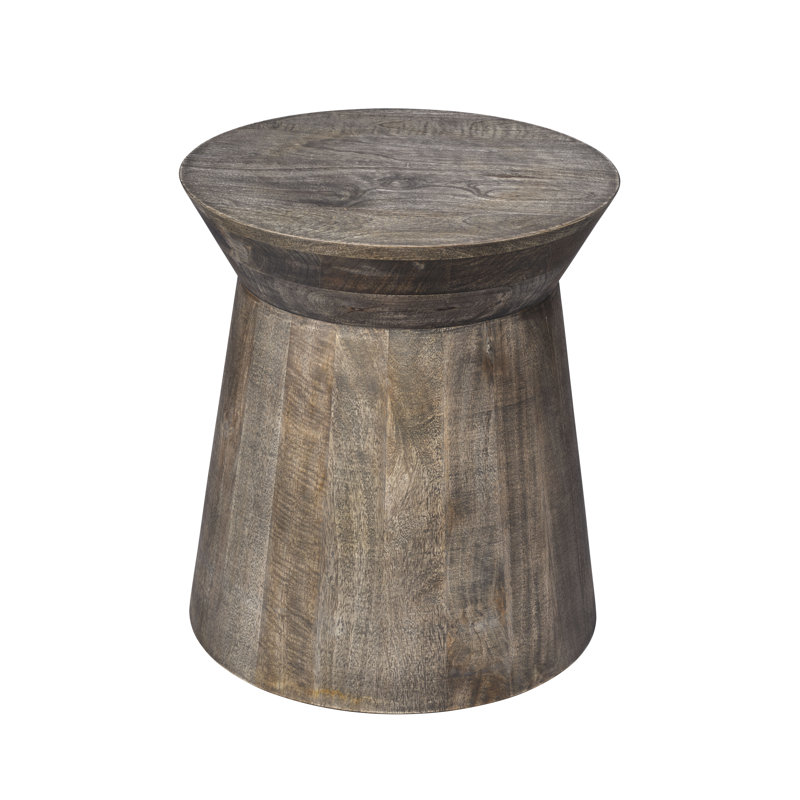 Porcini Wood Side Table, Gray Wash