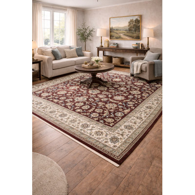 Maroon Red Traditional Floral 8X10 Handmade Indo-Kashan Oriental Area Rug