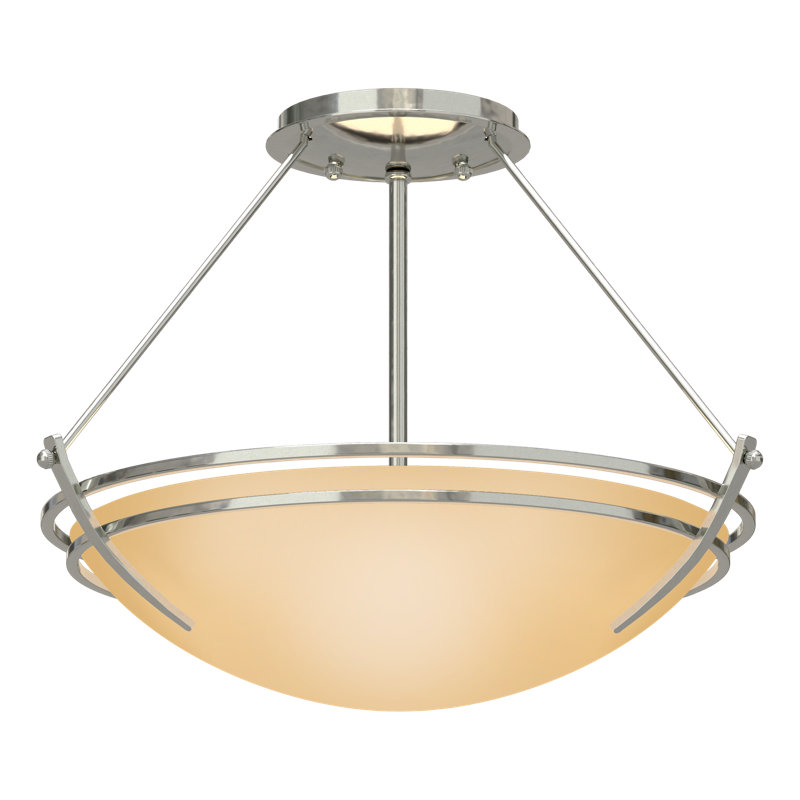 Tryne Semi Flush Mount, Sterling, Sand, 12.5" H x 16.4" W x 16.4" D