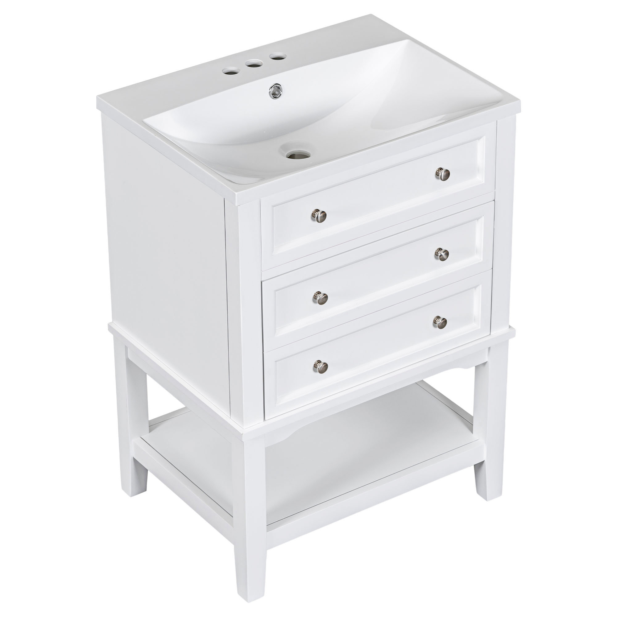 Winston Porter Moire 24'' Single Bathroom Vanity with Ceramic Top | Wayfair