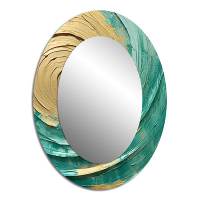 Grand miroir mural ovale sur métal Teal