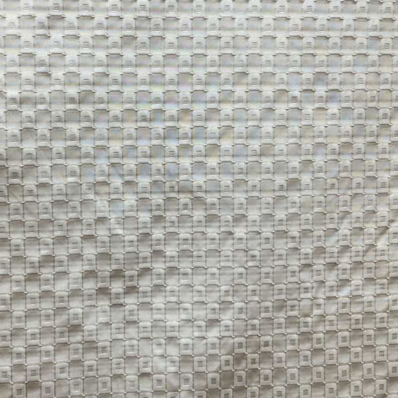 Urban Fabric | Shiny Small Square Silk Fabric | Drapery & Curtain Fabric-Tagged, Oyster