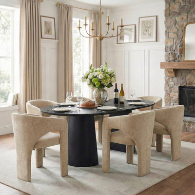 47"–83" Extendable Oval Dining Table Set with Upholstered Chairs