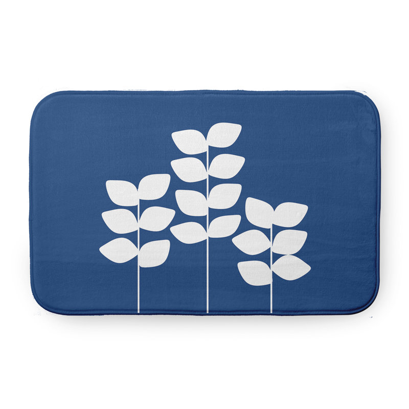 Tapis de bain Botanical Blooms, L 17 po x L 24 po, Bleu