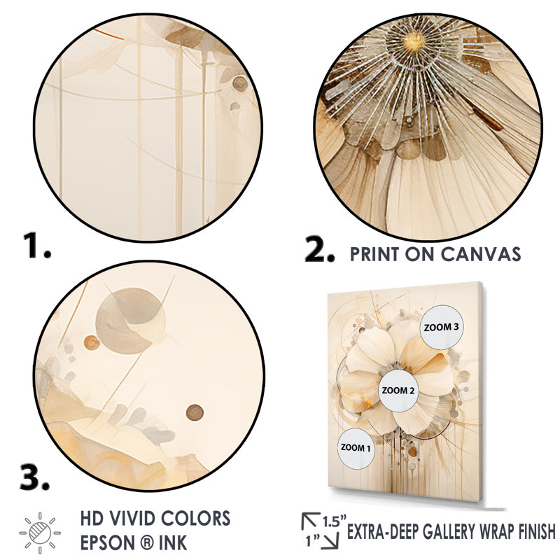 Luxurious Beige Morning Glory Flower Canvas Print, 32" x 16"