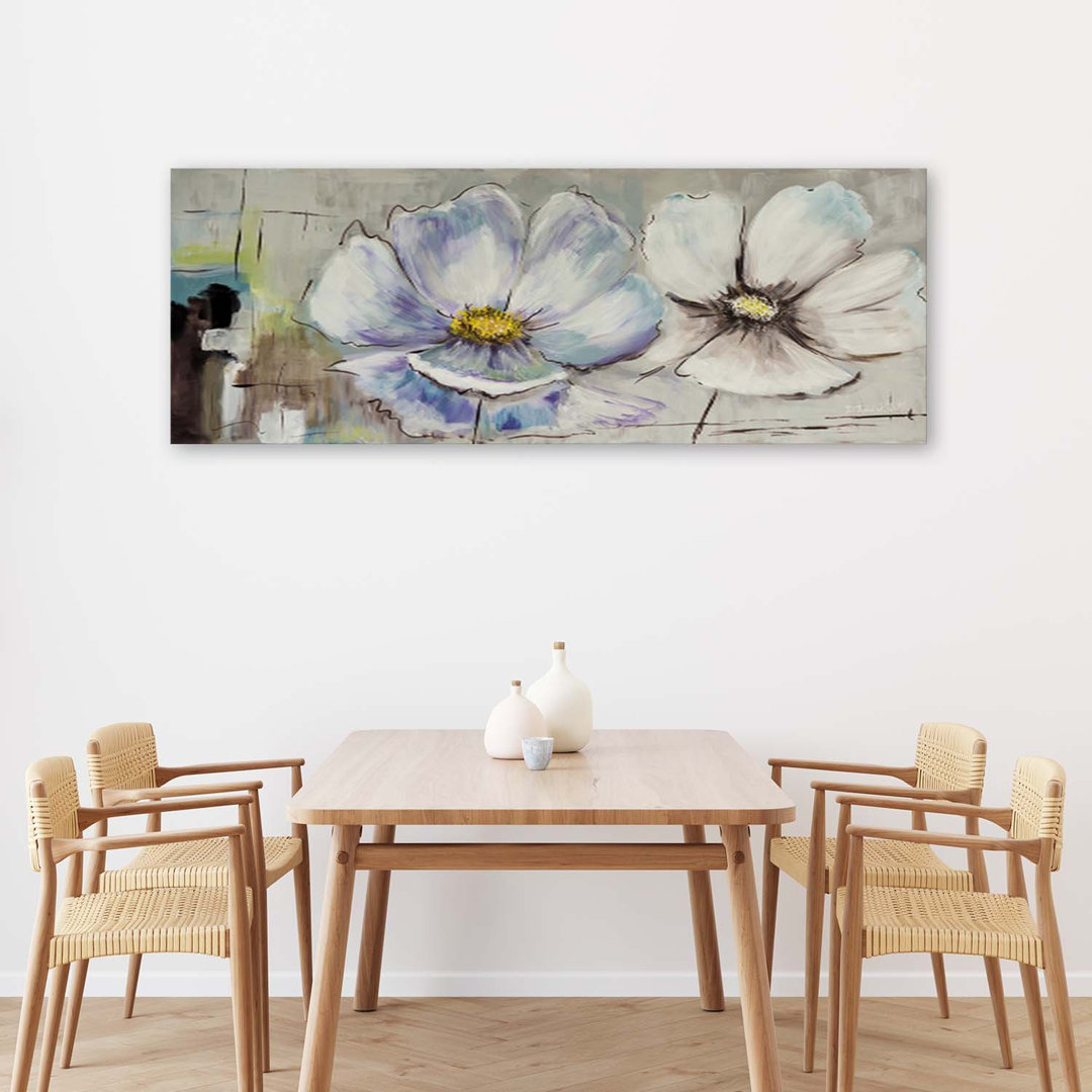 Leinwandbild Blumen Aquarell Panorama