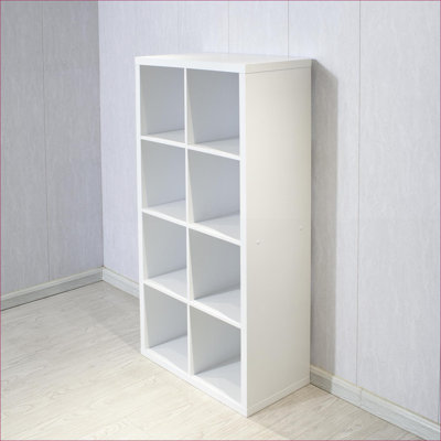Cube Organizers | 8-Cube Modern Open Back Storage Bookcase, Flexible Placement for Home Bedroom Office | snow white | MDF