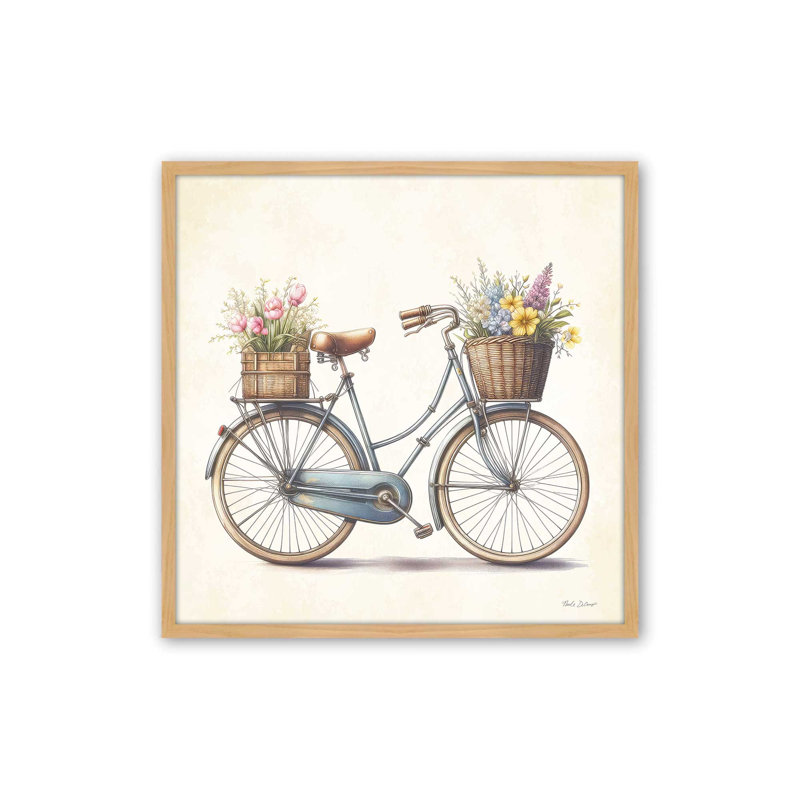 "Floral vélo I" par Nicole DeCamp, reproduction d'art, L 30 po x H 30 po, Érable, Impression encadrée