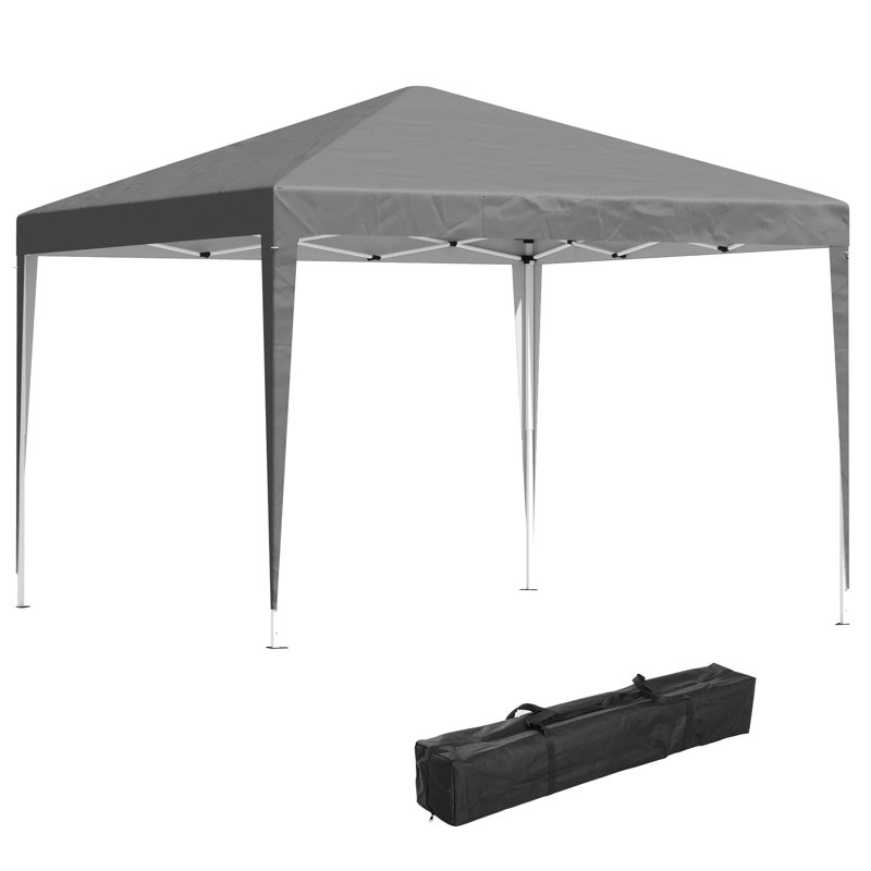 3 X 3m Pop Up Gazebo With Sides, Waterproof Uv Resistant 210d Oxford Canopy, Height Adjustable Steel Frame Marquee With Carry Bag, Guy Ropes & Ground Stakes, Grey