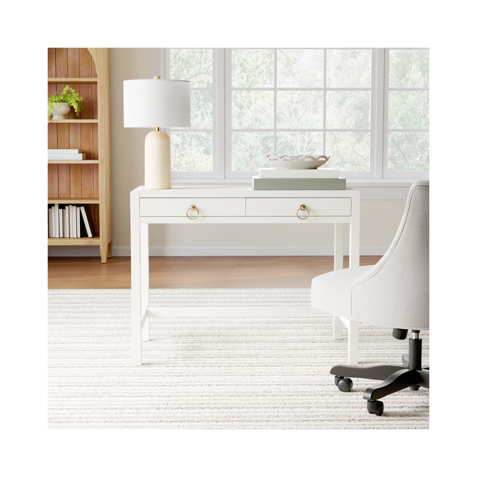 Elin Solid Wood Desk, White