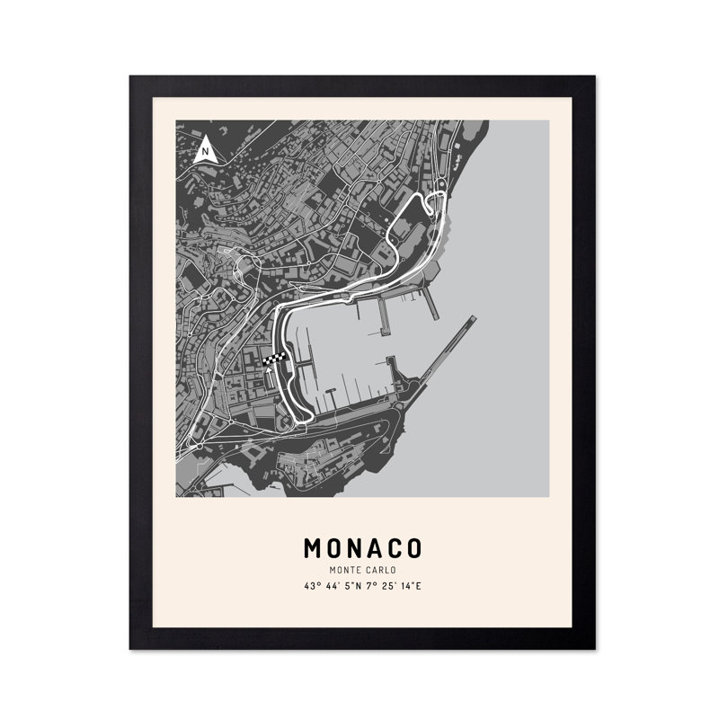 Monaco Race Track, Black Framed, Poster, 08"H x 10"W