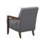Méridienne moderne en cuir capitonné gris avec structure en bois de noyer, mobilier de salon contemporain