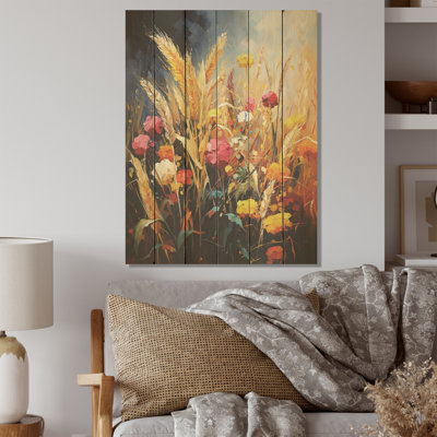 Bloomimg Farmer Fields I - Art mural en bois de ferme sur bois de pin naturel