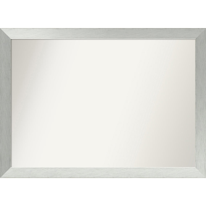Miroir de salle de bain mural en argent brossé sans cadre, Rectangle, 32 po x 44 po