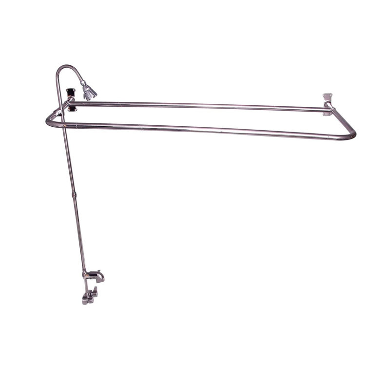 Garniture de robinet mural à double poignée avec bec déviateur pour baignoire sur pattes, Chrome poli, 60
