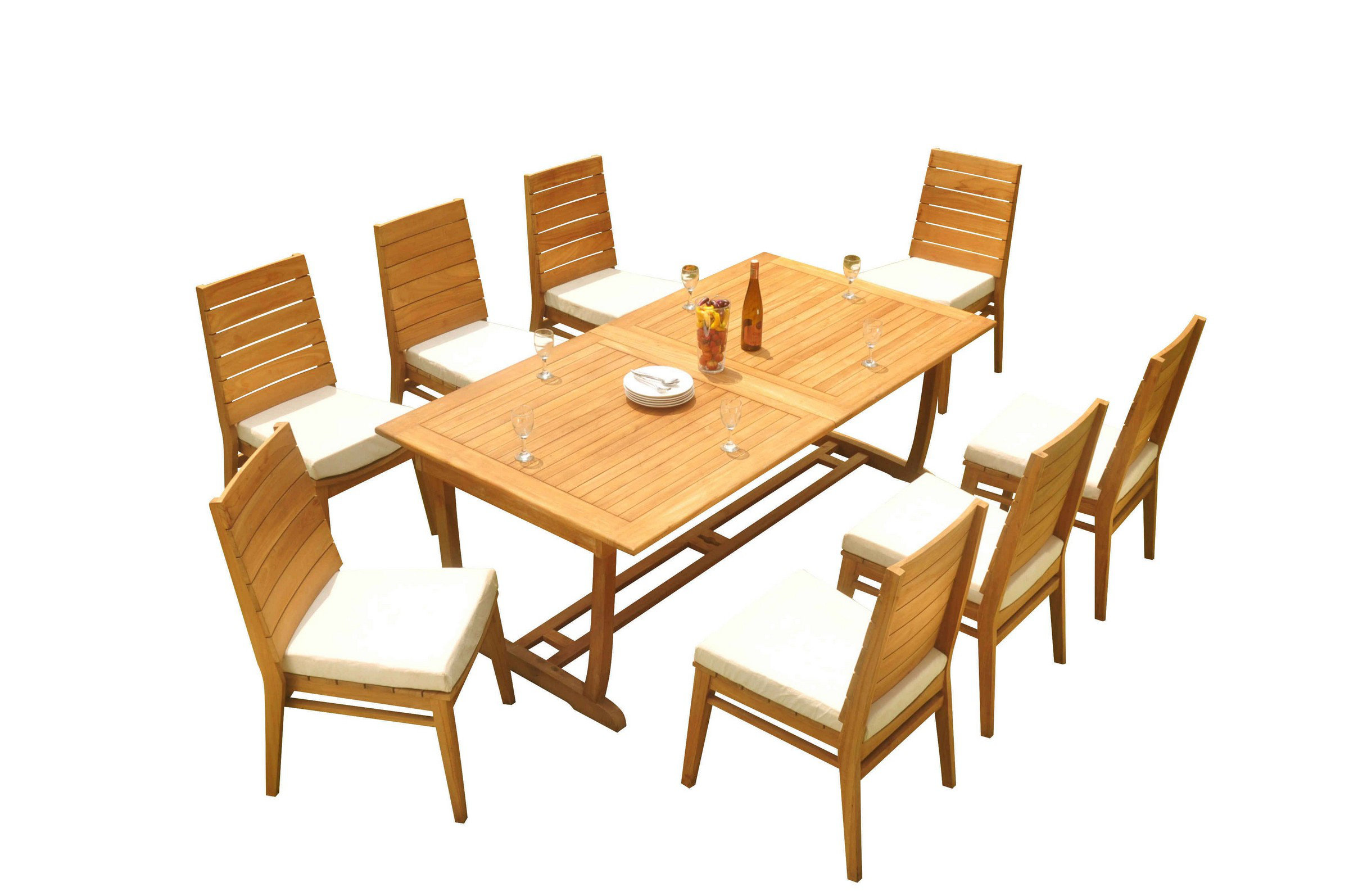 Teak Smith Grade-A Teak Dining Set: 118" Double Extension Oval Table ...