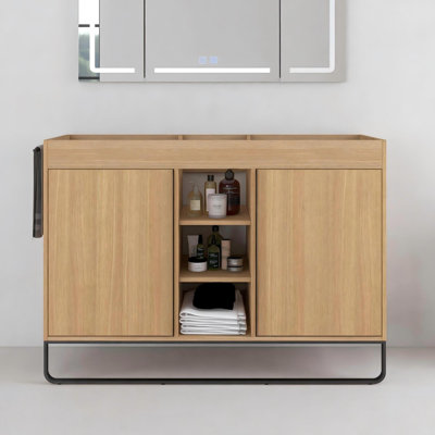 48 Inch Wall-Mounted Bathroom Vanity Base, 2-Soft Close Door & 3-Open Storage Rack