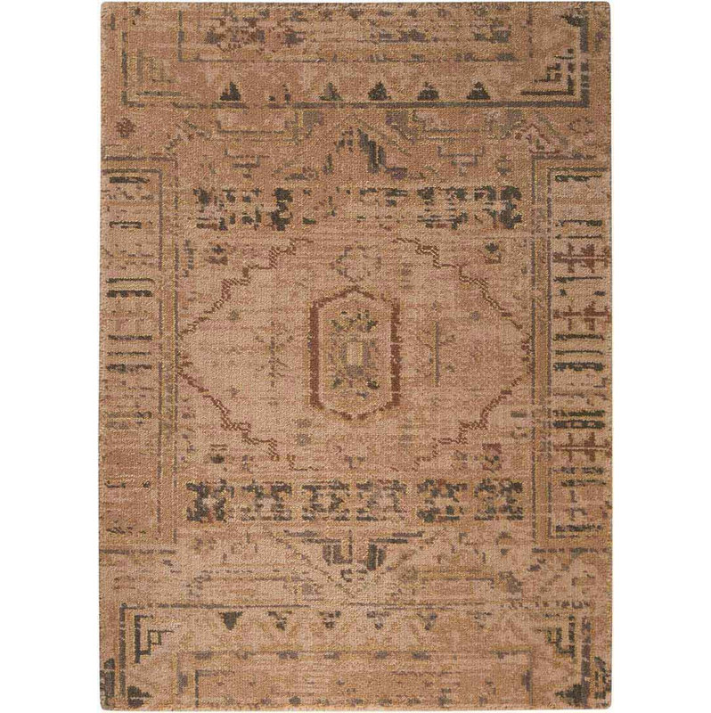 Tapis oriental en laine / soie beige, Rectangle 2 pi 3 po x 3 pi