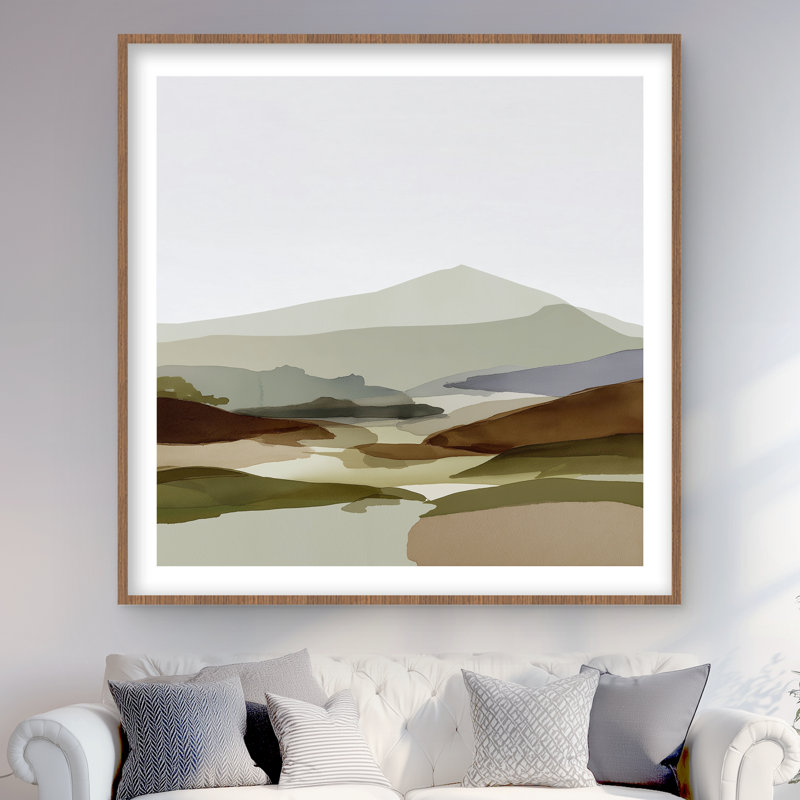 Peaks - Green Landscape, reproduction encadrée pour la décoration intérieure, H 48 po x l 48 po, Brun