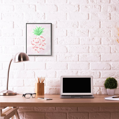 « flamant rose ananas animal rose design », impression