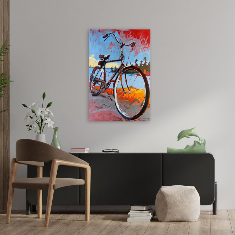 Ce soir - paysages contemporains, sports, bicyclettes, art lacustre, H 36 po x l 24 po