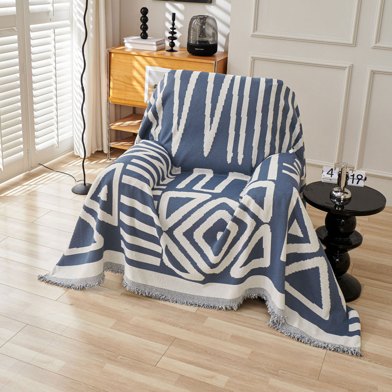 Housse pour canapé modulaire Boho Chenille, Bleu, H 71 po x l 71 po x P 0,1 po