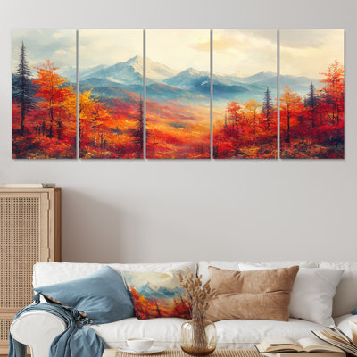 Montagne panoramique, gamme I, automne I - Art mural panoramique - Art mural traditionnel sur toile