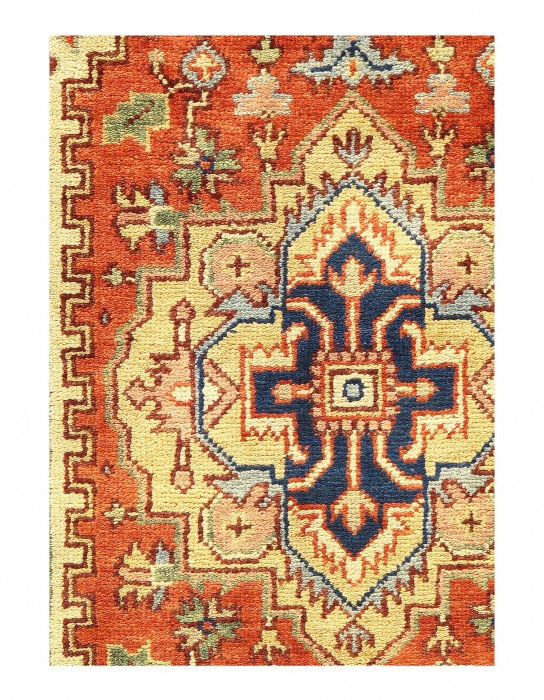 Barriner Hand Knotted Area Rug in Rust