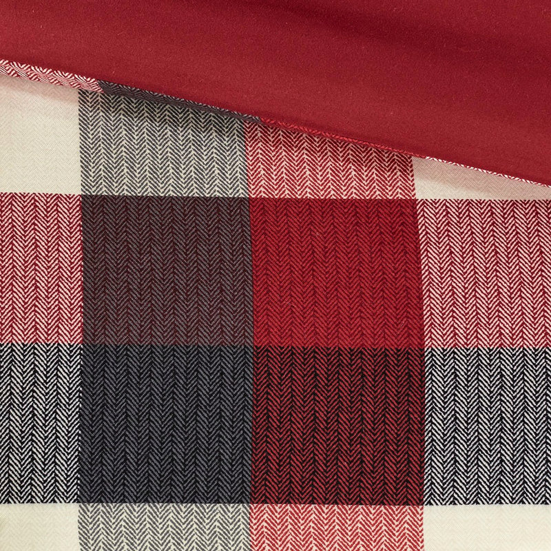Housse de couette double / grand à chevrons avec coussins décoratifs élégants, Rouge