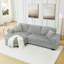 L-shaped Corduroy Sleeper In Grey, Upholstered With Style, Comfortable High Sponge Cushions, Strong Wood Frame, Convertible Chaise, Arc-shaped Footstool For Soft Touch Grey Sectional, Modular, Seats,-338003807