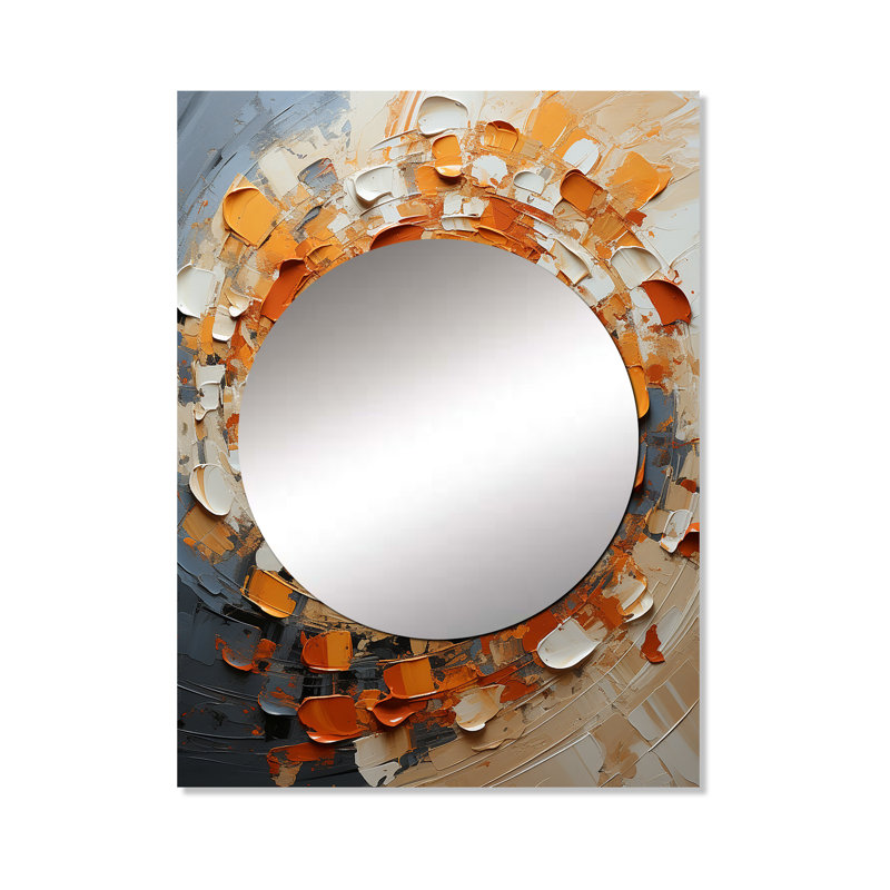 Delvecchio - Collage abstrait en spirale abstraite orange et blanc, 40 po x 30 po
