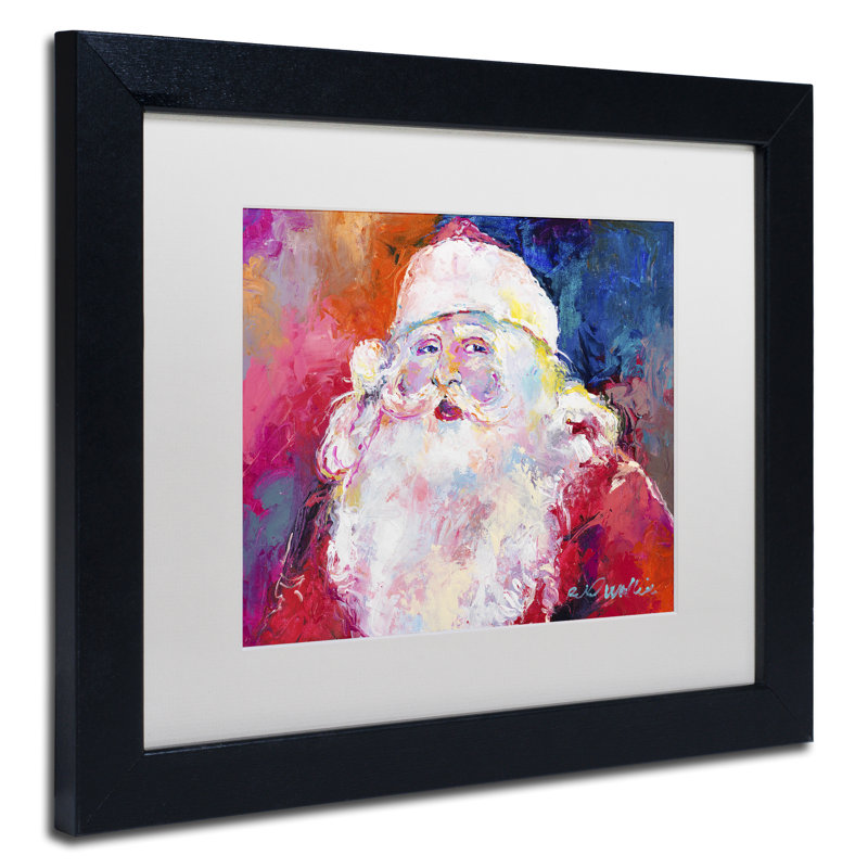 « père noël », impression sur toile, H 11 po x l 14 po x P 0,5 po, Cadre noir, Blanc