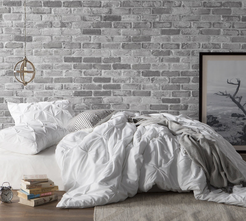 Ensemble de housse de couette à pli piqué, Housse de couette pour très grand lit et 2 très , Blanc