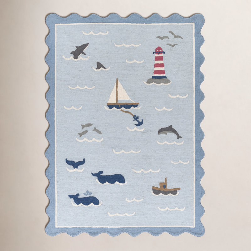 Momeni Lily Hand Tufted Wool Sea Blue Area Rug 7'10" X 9'10", Rectangle 7'10" x 9'10"