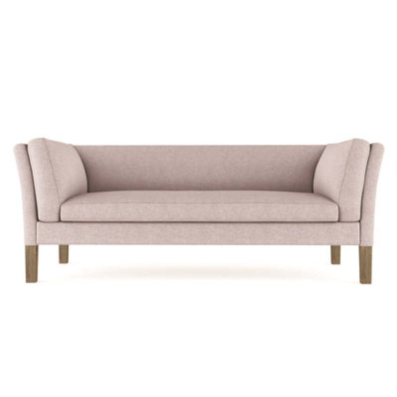 Canapé Charlton, Peluche velours rosé, Patiné, H 31 po x l 72 po x P 33 po