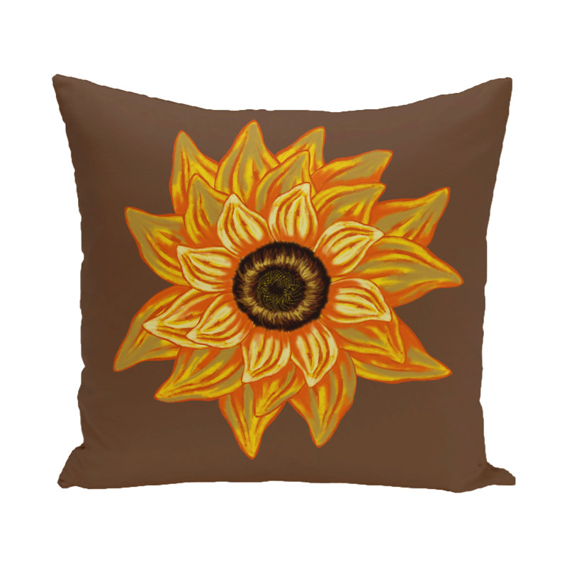 Floral Reversible Throw Pillow, 16" H x 16" W, Brown