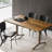 Nordic Minimalist Rectangular Dining Table Oak Solid Wood Top Metal Base Dining Table-101106433